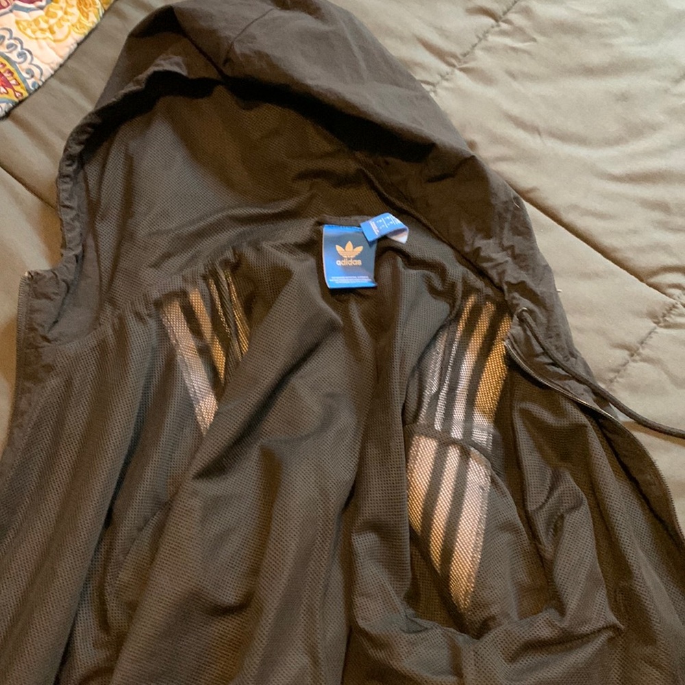 Adidas Windbreaker Size L Color black with white strips